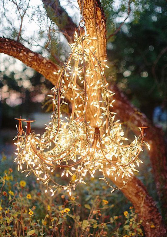 Make Your Own Modern Chandelier with String Lights